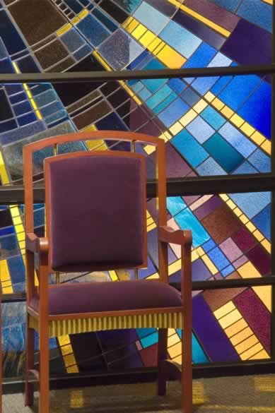 h-13Chair by stained glass